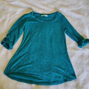 Chris & Carol Teal Green 3/4 Sleeve Tunic Top Shirt Size Small